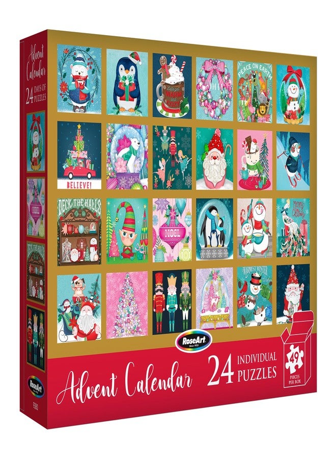 RoseArt Holiday Advent Calendar Jigsaw Puzzle - 24 Individual Puzzles Each Measuring 5"x5" - Image 3